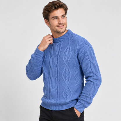 Montviro | Men's Crew Neck Sweater - Jacquard Knit Fall Winter