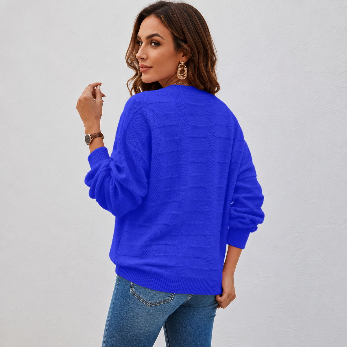 Montviro | Women's Crew Neck Sweater - Stretch Knit Fall Winter Style