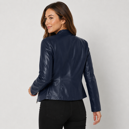 Montviro | Women's Leather Jacket - Full Zip Elegant Style