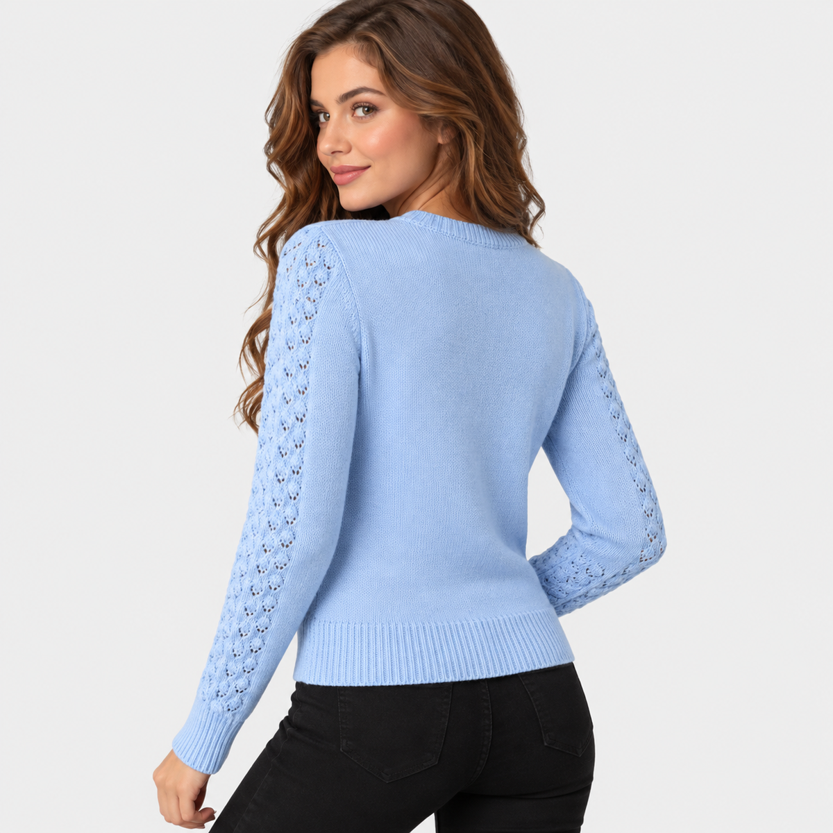 Montviro | Women's Cropped Knit Sweater with Hollow Out Design