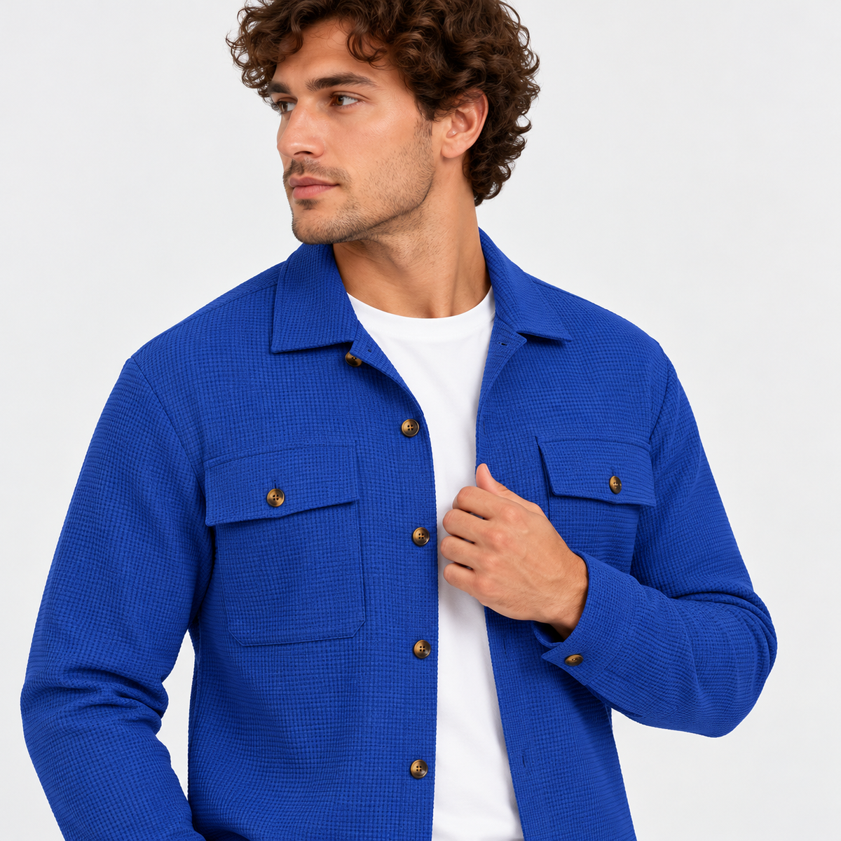 Montviro | Men's Waffle Knit Cardigan Set Button Shirt Pants Casual Outfit