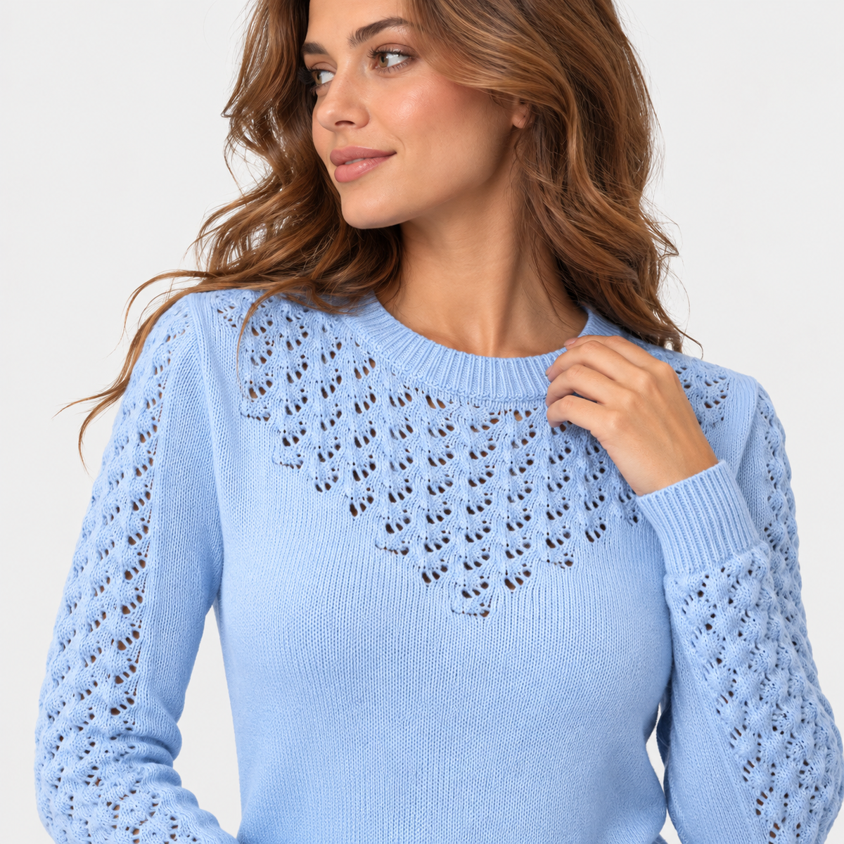 Montviro | Women's Cropped Knit Sweater with Hollow Out Design