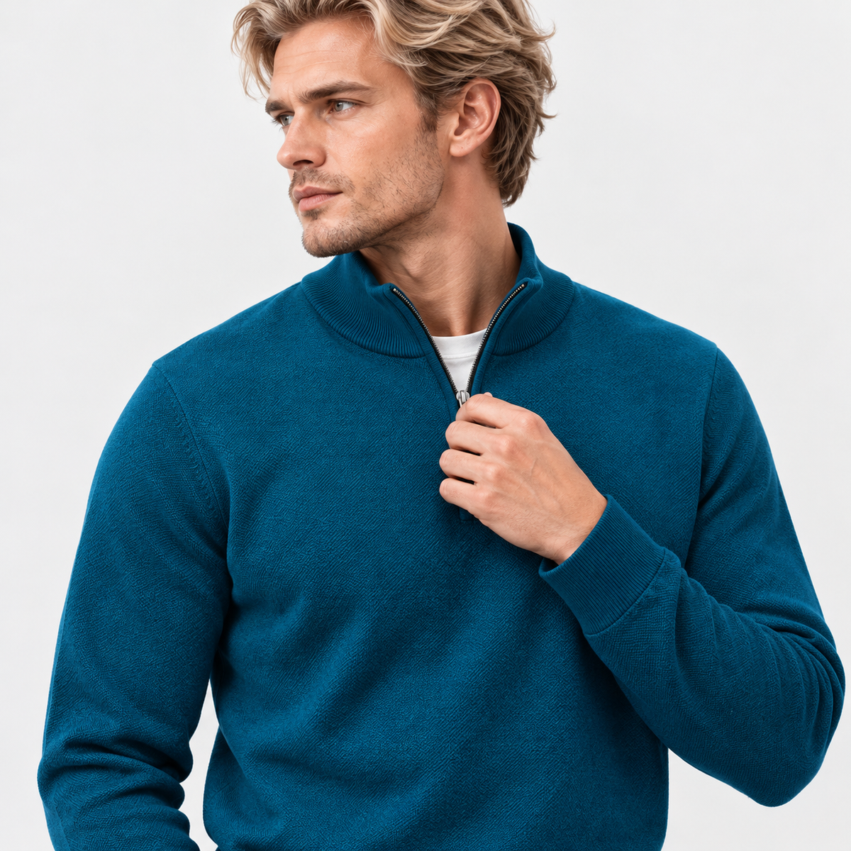 Montviro | Men's Quarter Zip Knit Sweater with Striped Pattern