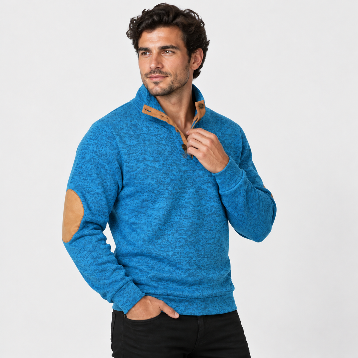 Montviro | Men's Collared Sweater Knit Pullover Button Detail Casual Top