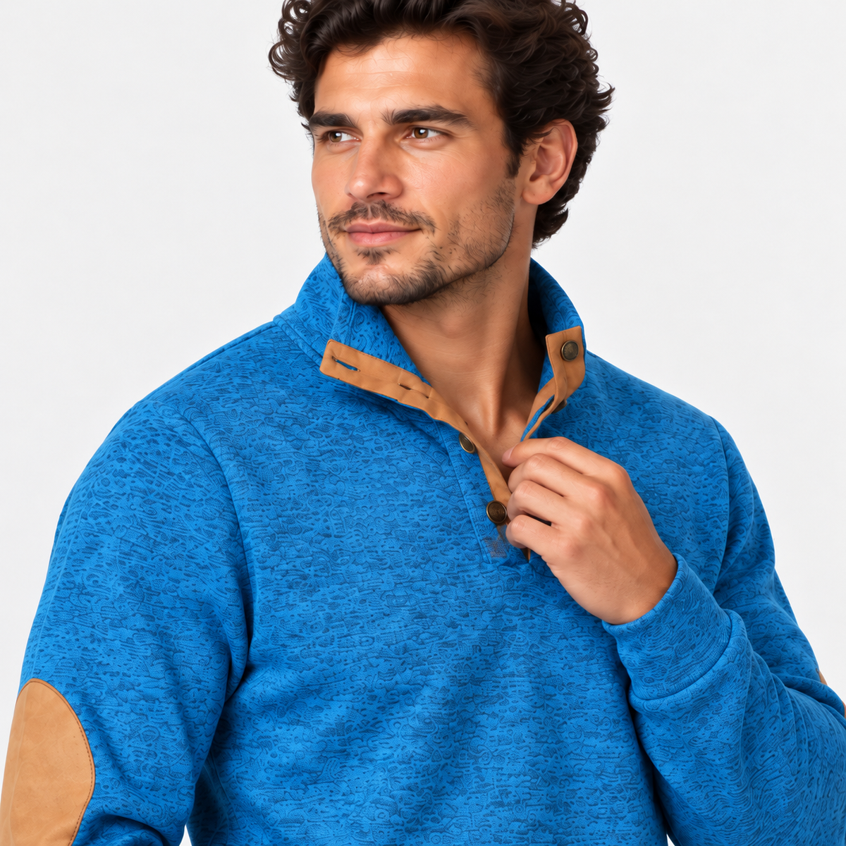 Montviro | Men's Collared Sweater Knit Pullover Button Detail Casual Top