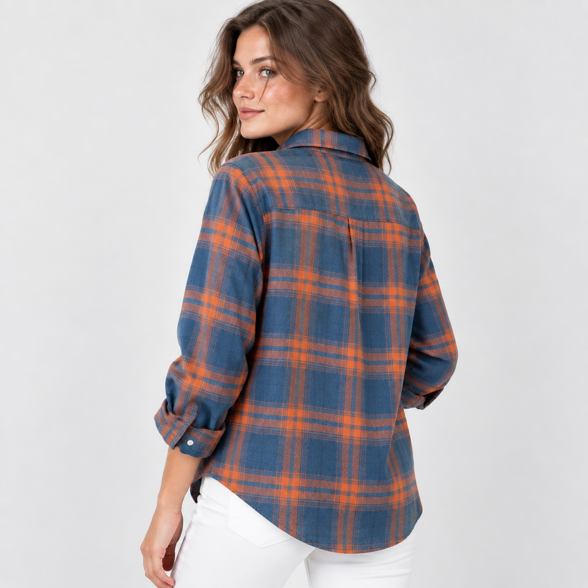 Montviro | Women’s Vintage Plaid Shirt Loose Fit Casual Fall Top