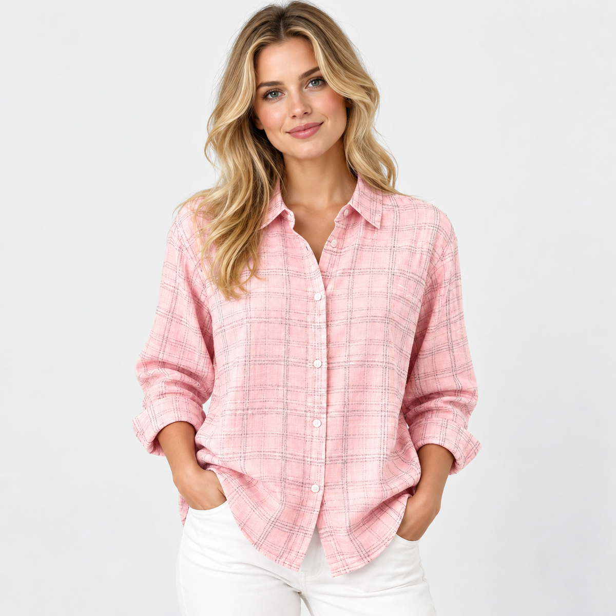 Montviro | Women’s Vintage Plaid Shirt Loose Fit Casual Fall Top