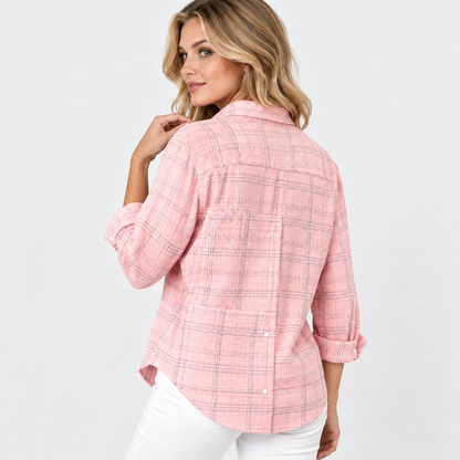 Montviro | Women’s Vintage Plaid Shirt Loose Fit Casual Fall Top