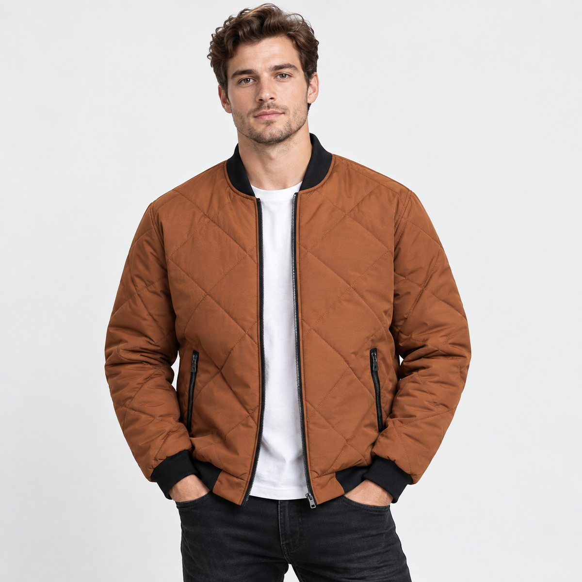 Montviro | Men's Stand Collar Winter Jacket - Lined Zip Front
