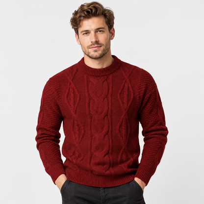 Montviro | Men's Crew Neck Sweater - Jacquard Knit Fall Winter