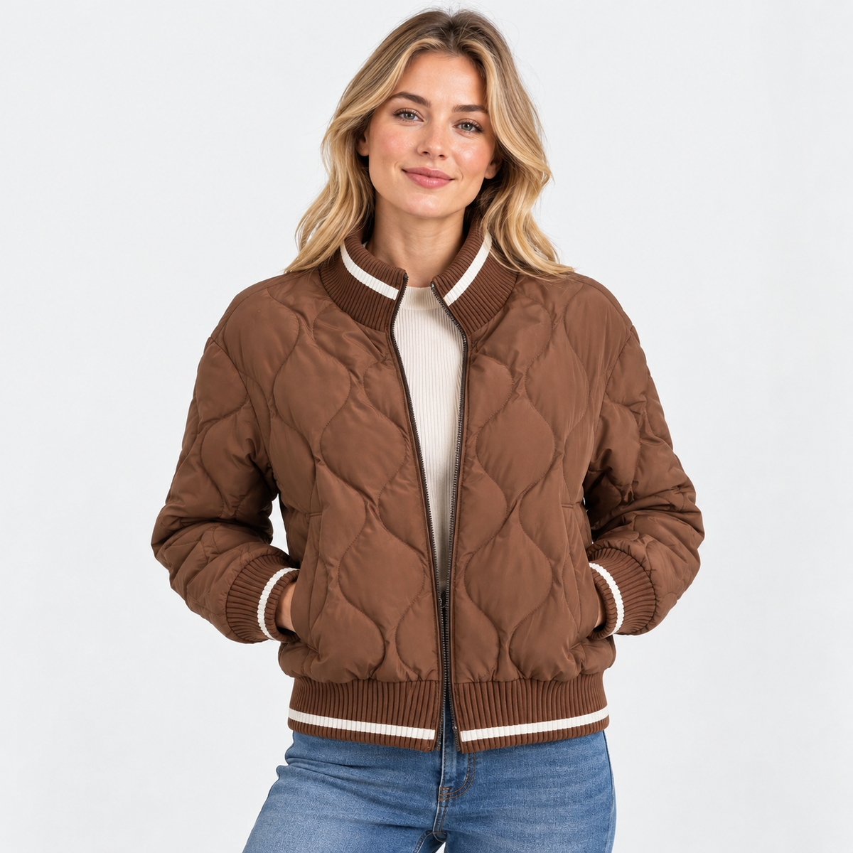Montviro | Women's Padded Jacket - Geometric Color Block Design