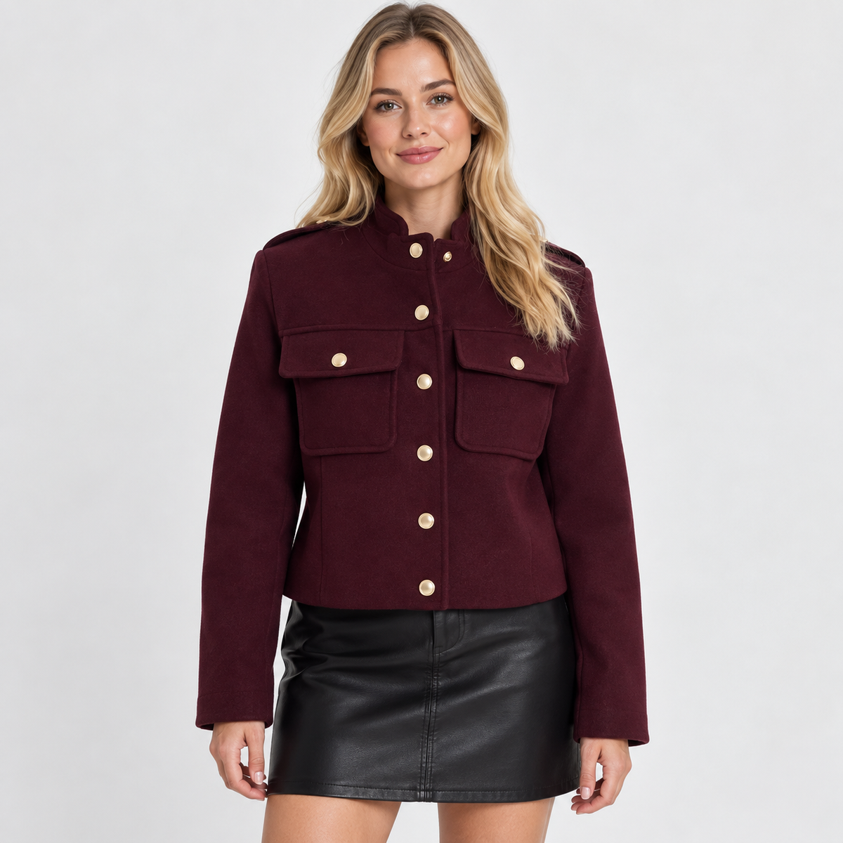 Montviro | Women's Lined Jacket - Button Front Round Neck