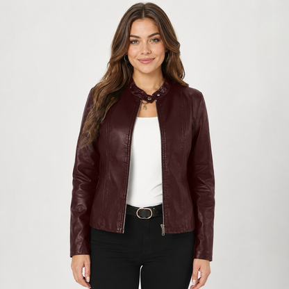 Montviro | Women's Leather Jacket - Full Zip Elegant Style