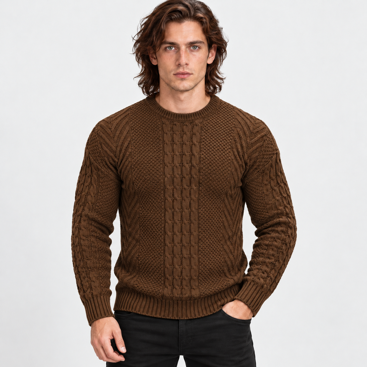 Montviro | Men's Knit Sweater Crew Neck Soft Pullover Fall Winter Top