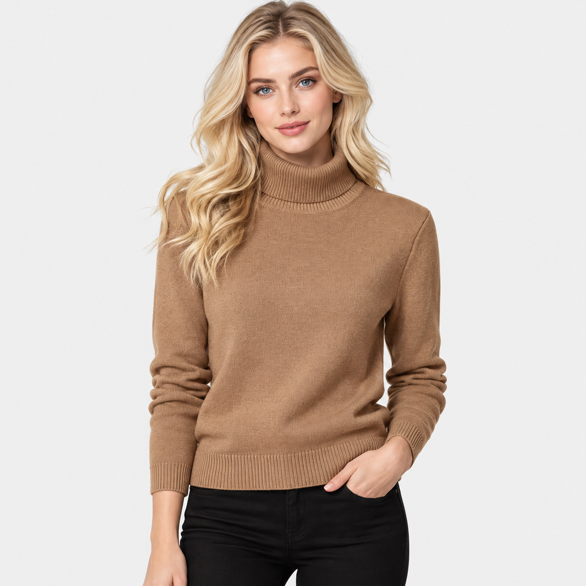 Montviro | Women's High Neck Knit Sweater with Stretch Fabric
