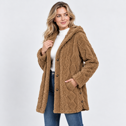 Montviro | Women's Argyle Hooded Cardigan Coat - Long Loose Fit