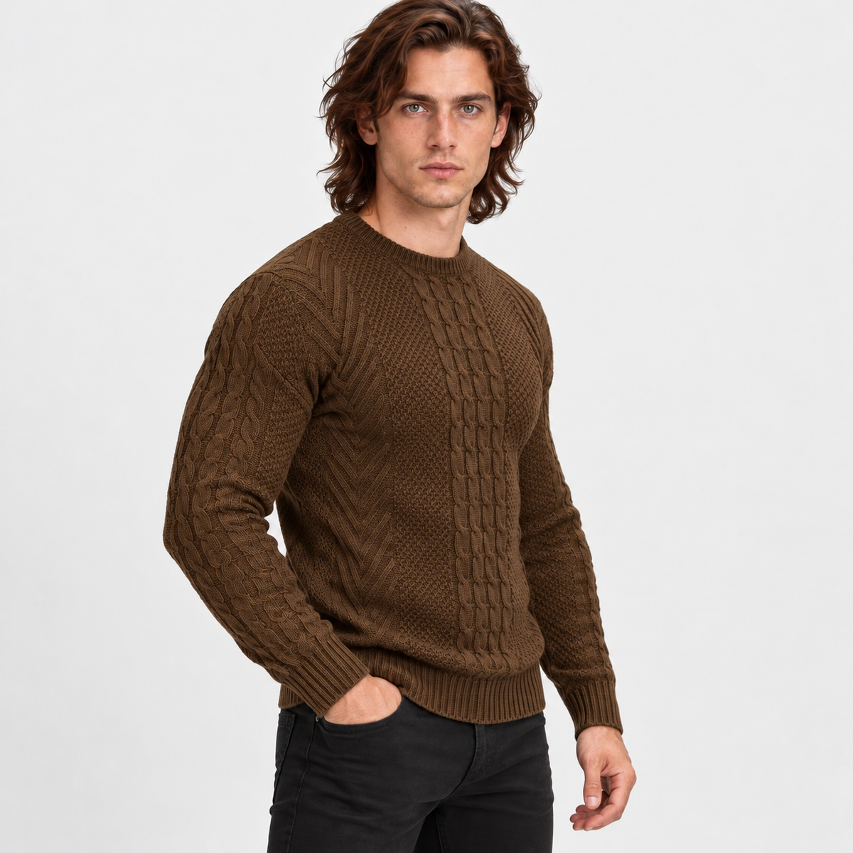 Montviro | Men's Knit Sweater Crew Neck Soft Pullover Fall Winter Top