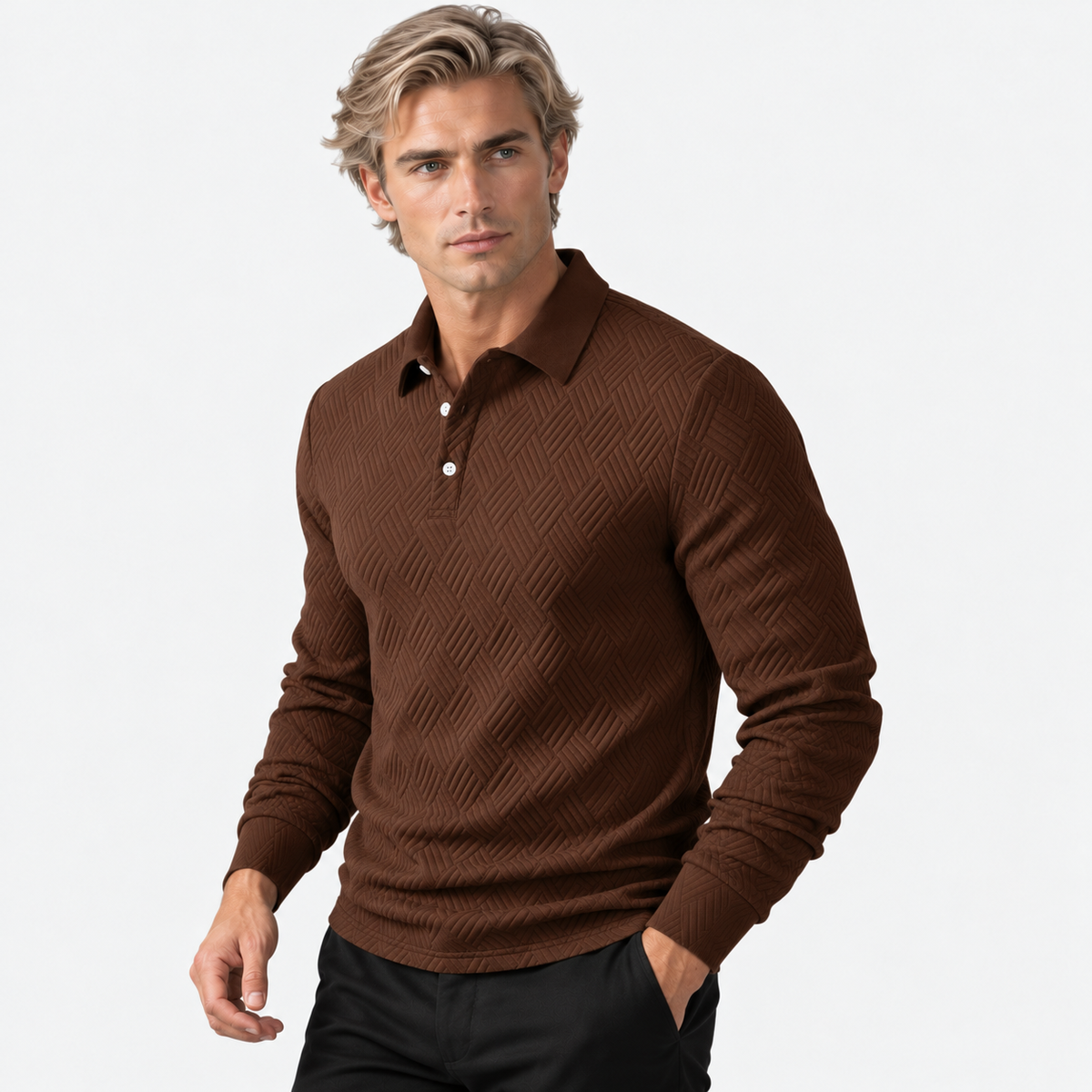 Montviro | Men's Knit Sweatshirt Lapel Collar Button Casual Winter Top