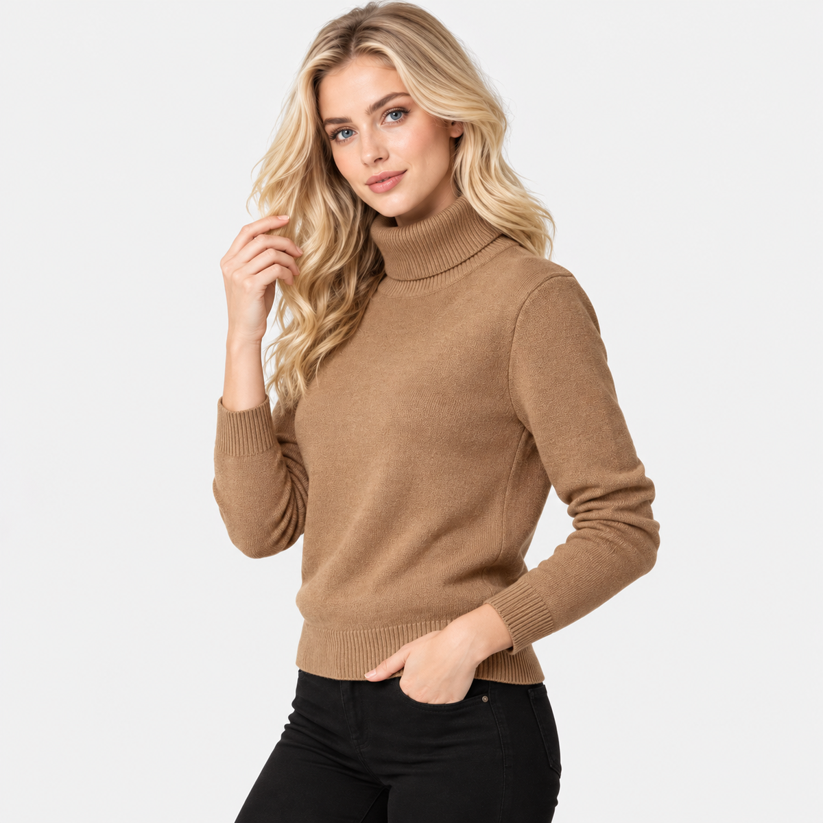 Montviro | Women's High Neck Knit Sweater with Stretch Fabric