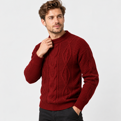 Montviro | Men's Crew Neck Sweater - Jacquard Knit Fall Winter