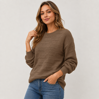 Montviro | Women's Crew Neck Sweater - Stretch Knit Fall Winter Style