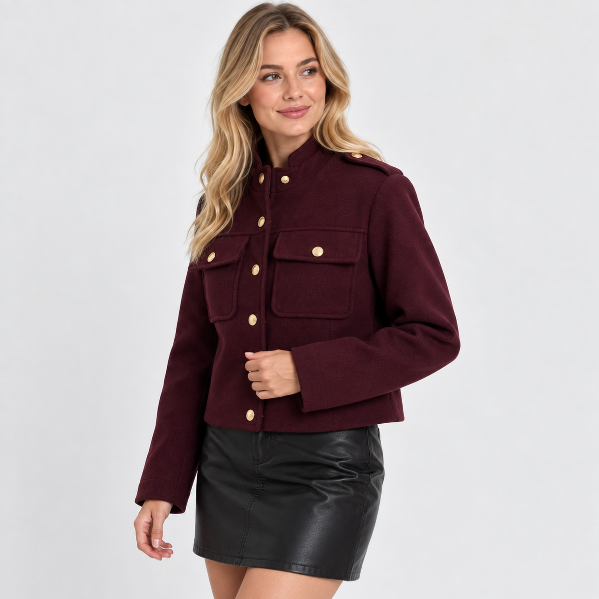 Montviro | Women's Lined Jacket - Button Front Round Neck