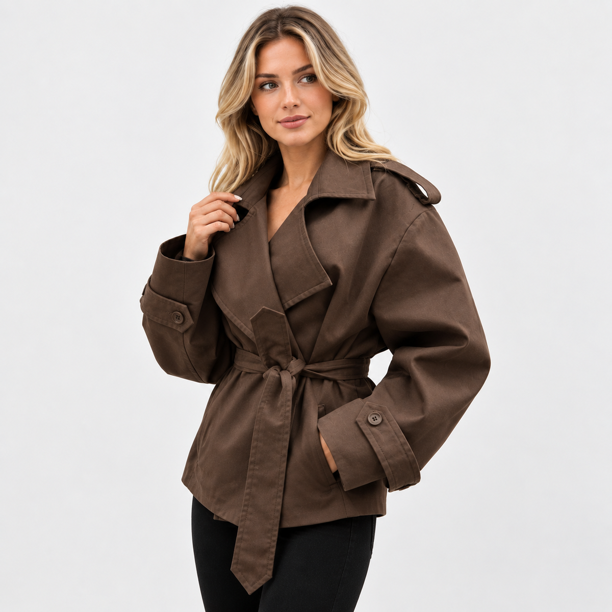 Montviro | Women's Belted Trench Coat - Solid Color Regular Fit