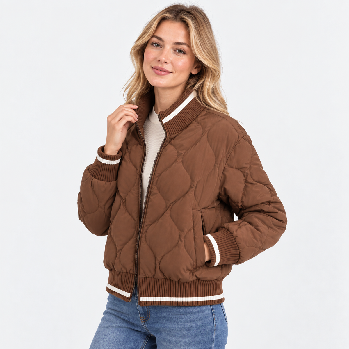 Montviro | Women's Padded Jacket - Geometric Color Block Design