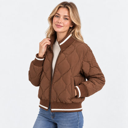 Montviro | Women's Padded Jacket - Geometric Color Block Design