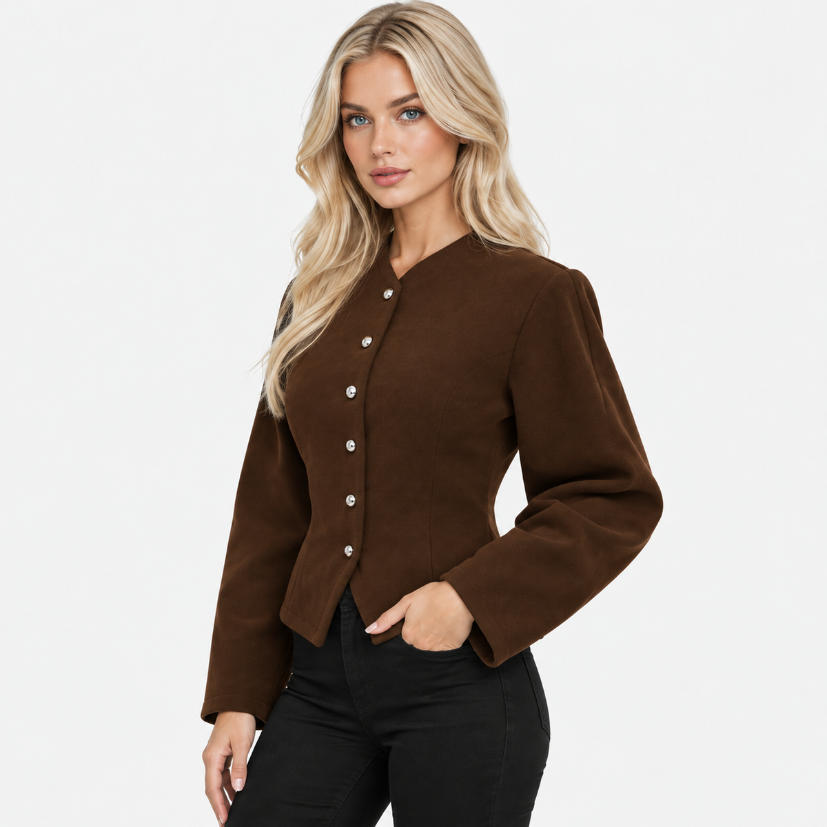 Montviro | Women’s Retro Jacket Lantern Sleeve Single Breasted Outerwear