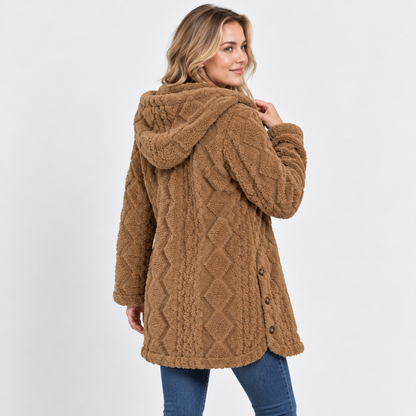Montviro | Women's Argyle Hooded Cardigan Coat - Long Loose Fit