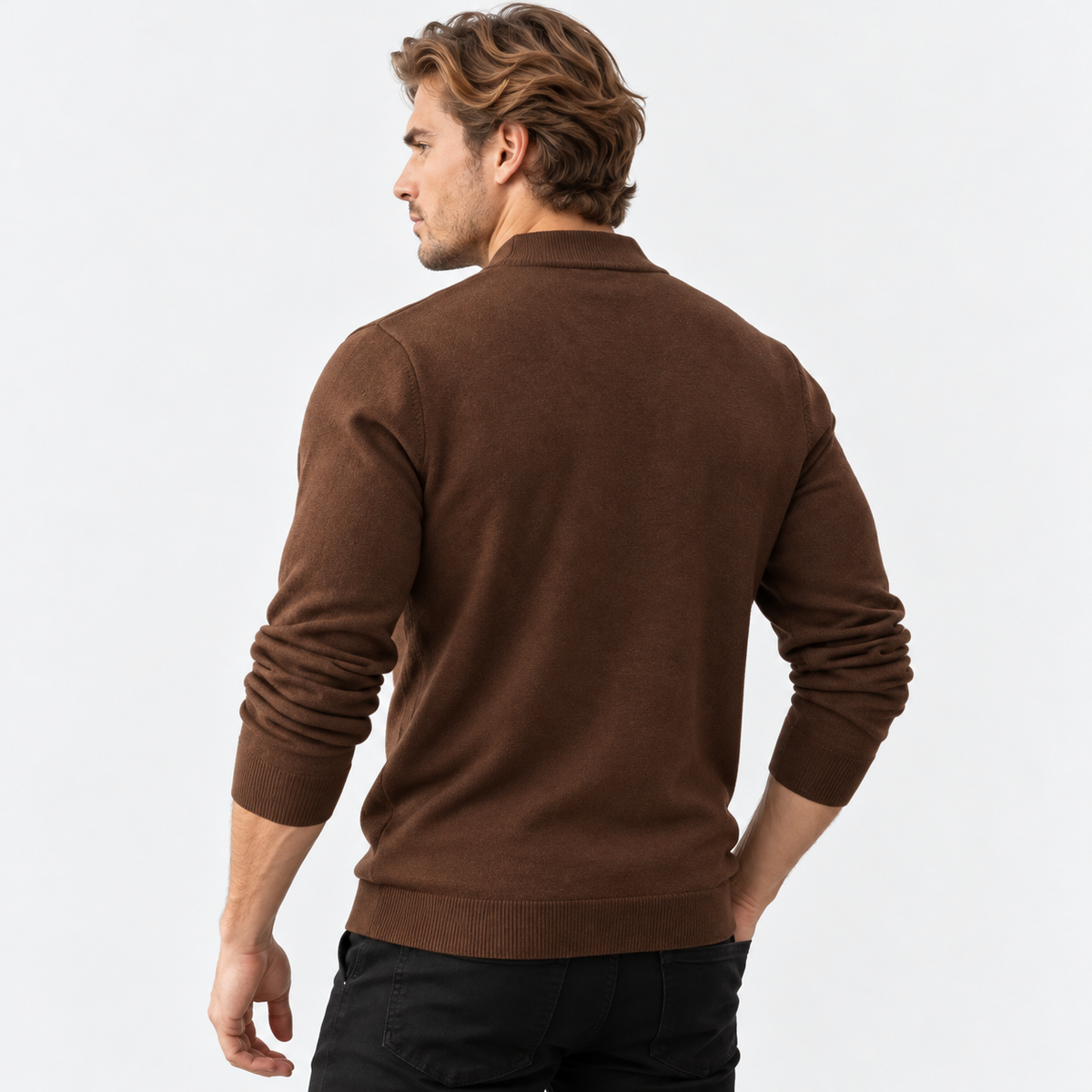 Montviro | Men's Knit Cardigan Sweater with Stand Collar and Full Zip