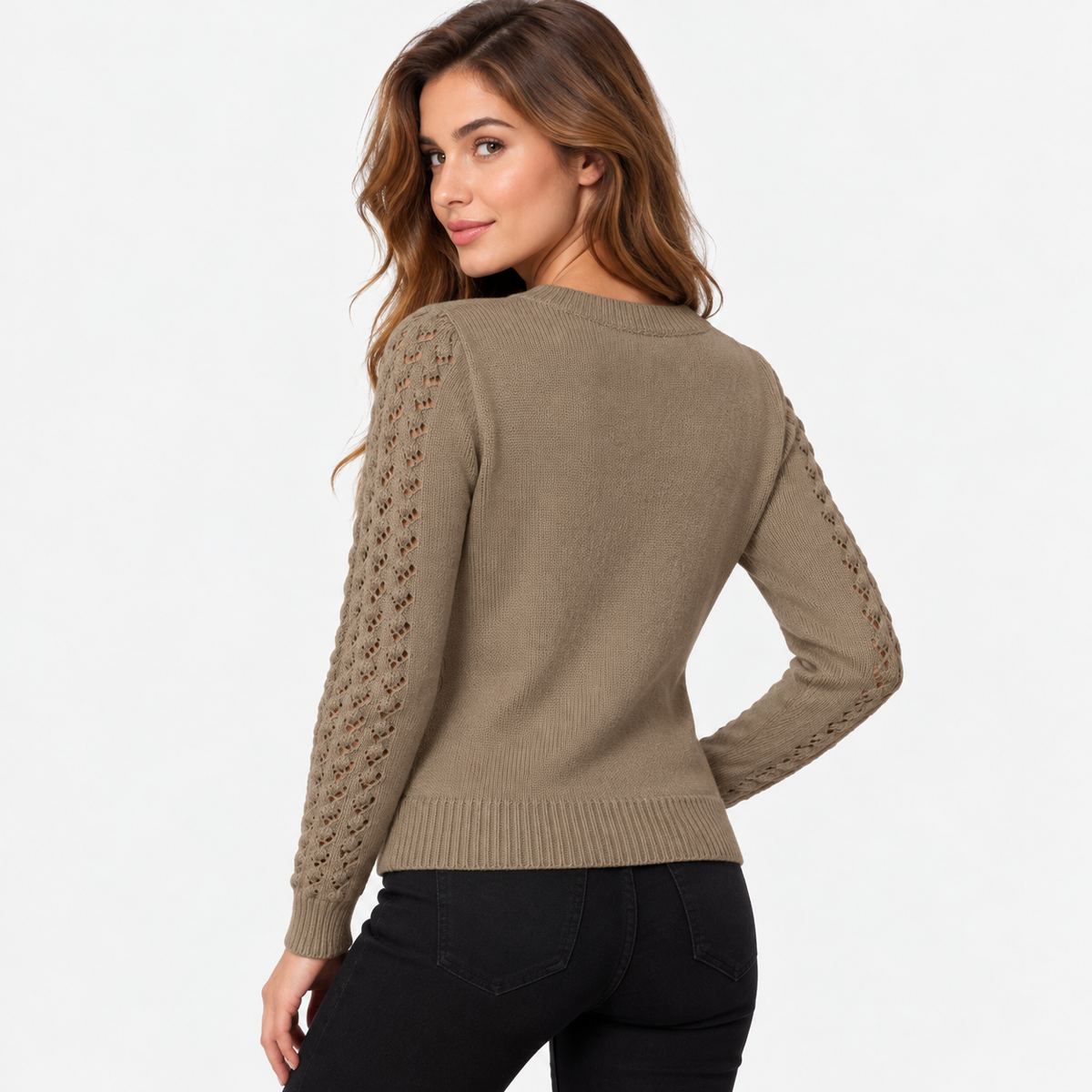 Montviro | Women's Cropped Knit Sweater with Hollow Out Design