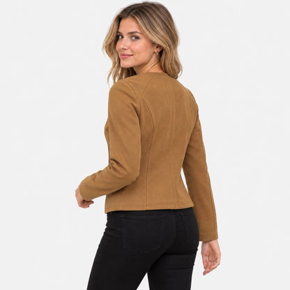 Montviro | Women's Zip-Front Jacket - Elegant Solid Color Style