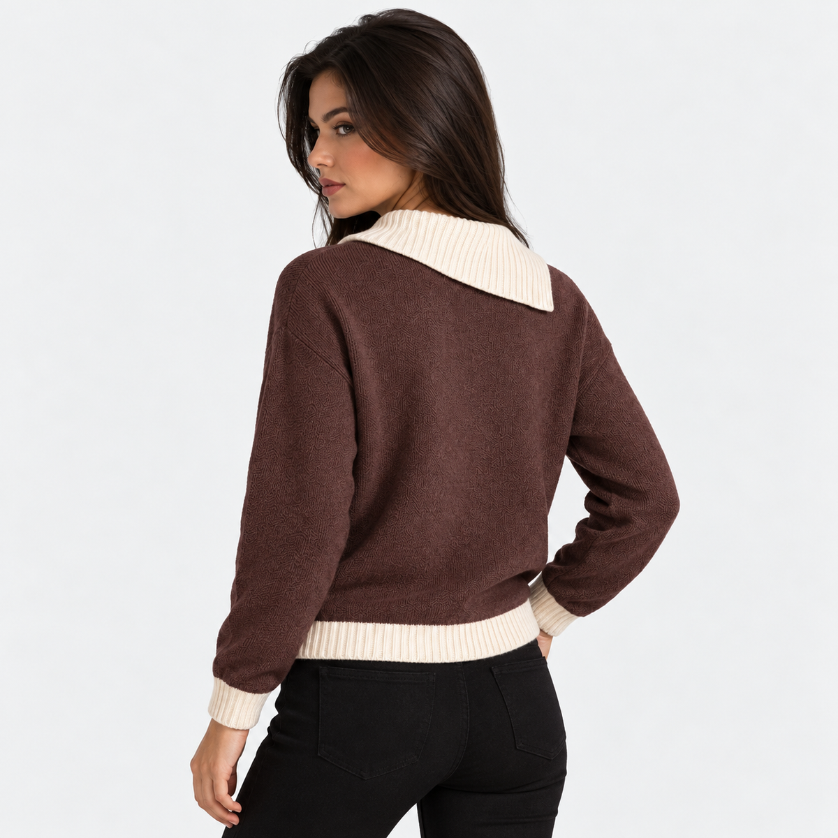 Montviro | Women's Asymmetric Neck Knit Sweater with Side Buttons