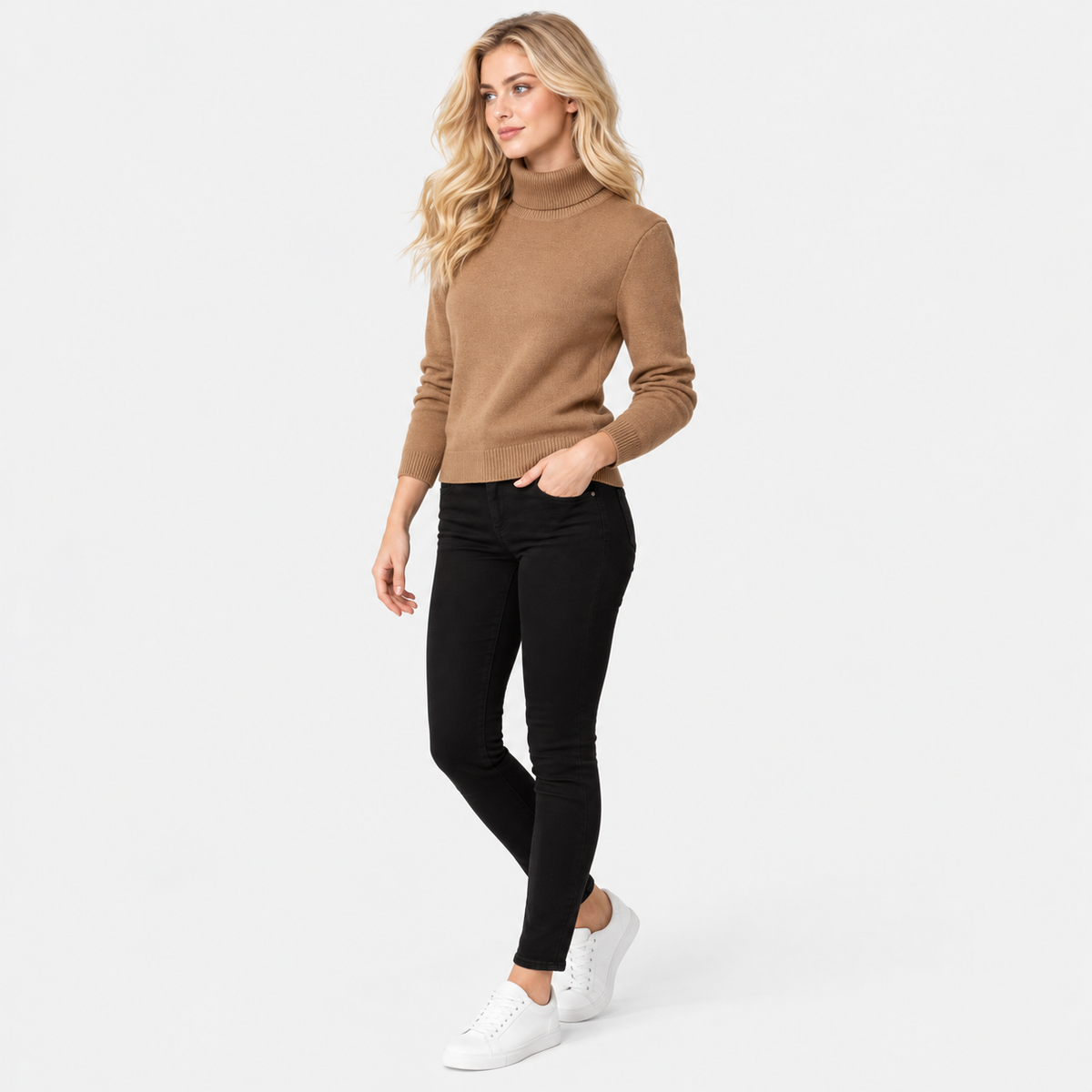 Montviro | Women's High Neck Knit Sweater with Stretch Fabric