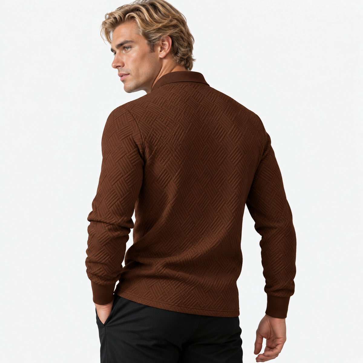 Montviro | Men's Knit Sweatshirt Lapel Collar Button Casual Winter Top