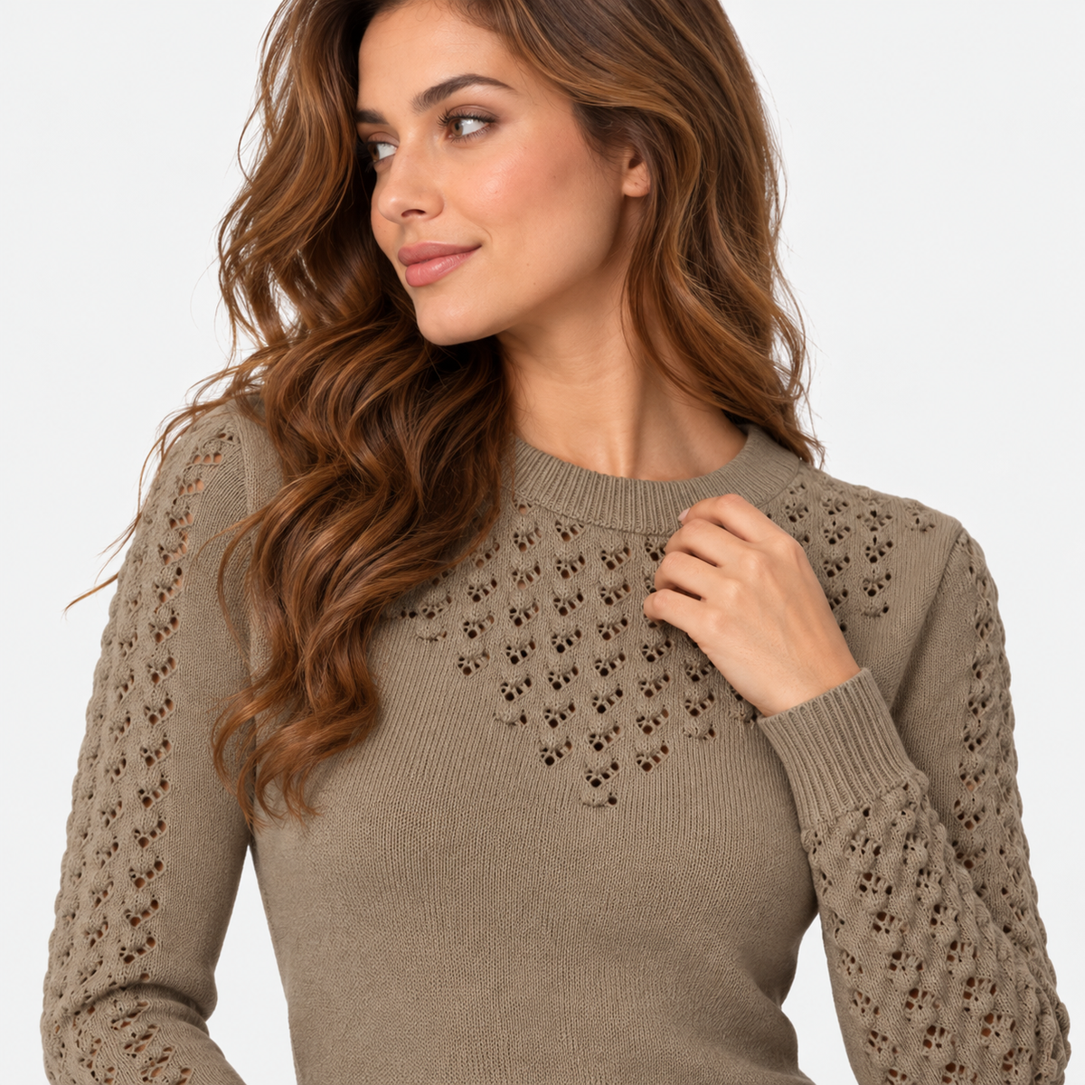 Montviro | Women's Cropped Knit Sweater with Hollow Out Design