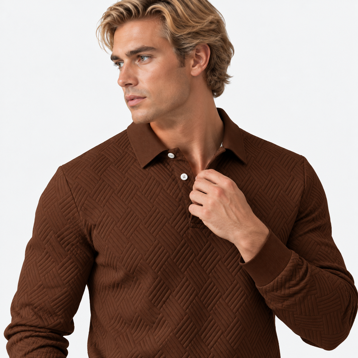 Montviro | Men's Knit Sweatshirt Lapel Collar Button Casual Winter Top