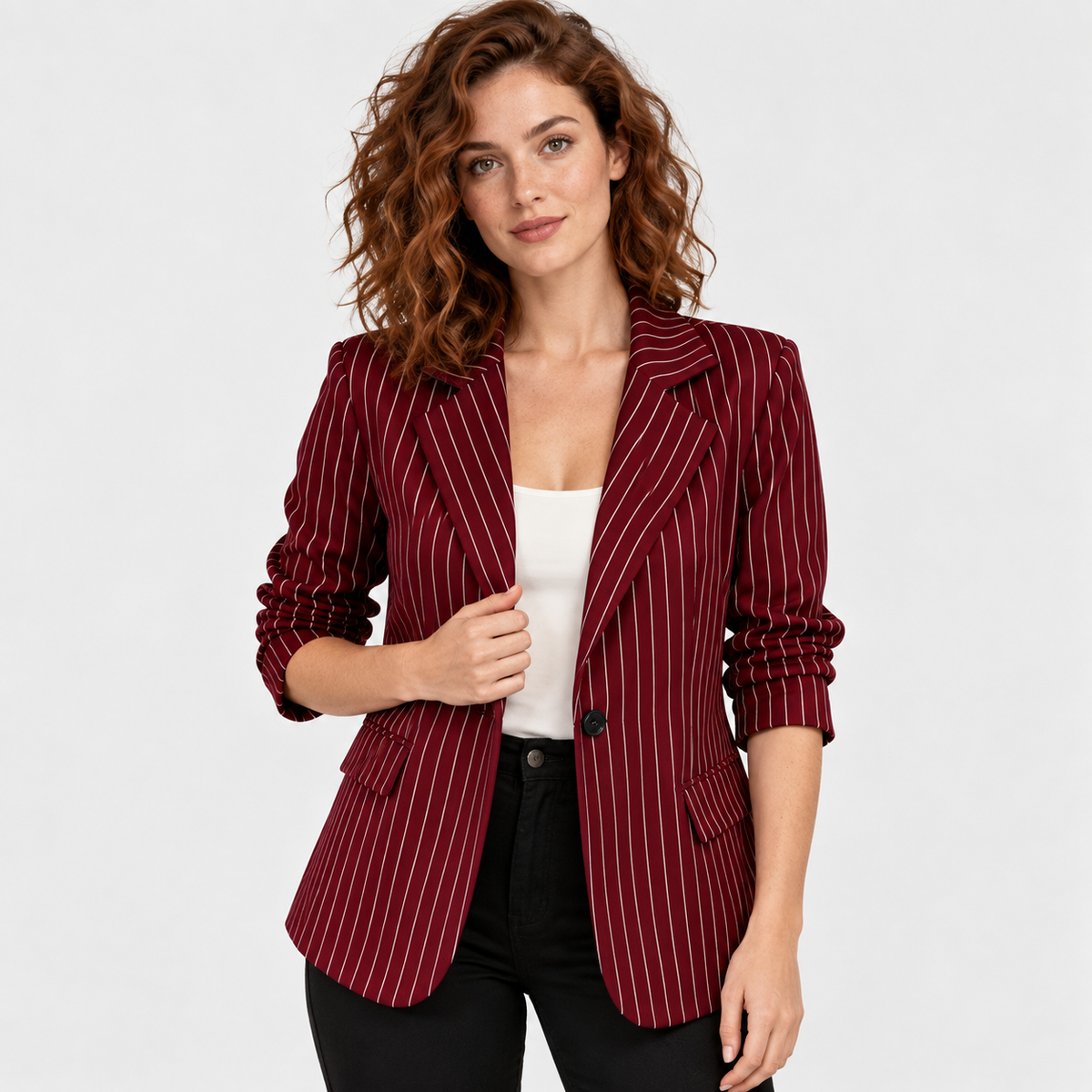 Montviro | Women’s Business Casual Striped Suit Jacket Polyester Coat
