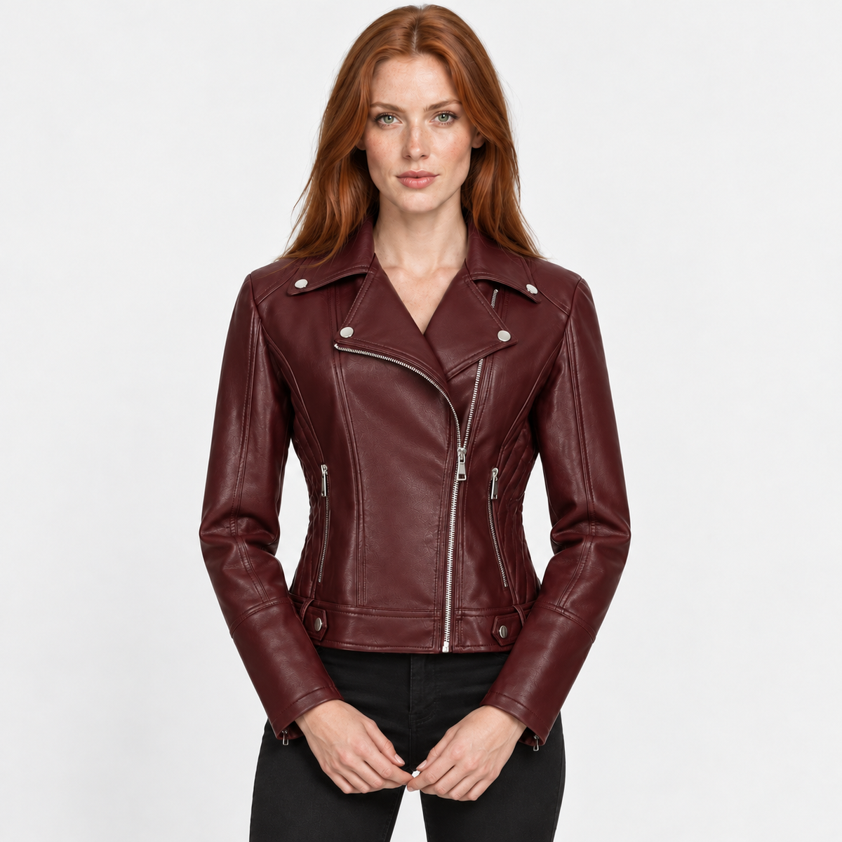 Montviro | Women’s Biker Jacket Slim Fit Zip Up Street Fashion Coat