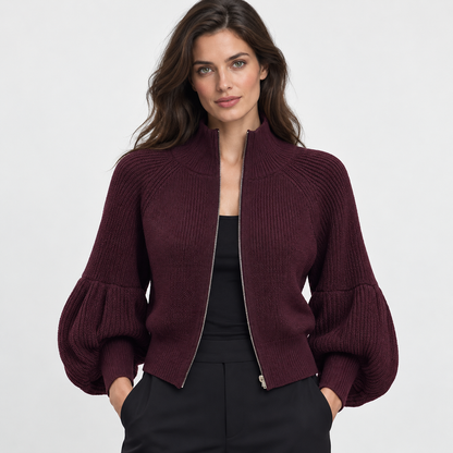 Montviro | Women’s Elegant Knit Sweater Jacket Zipper Outerwear