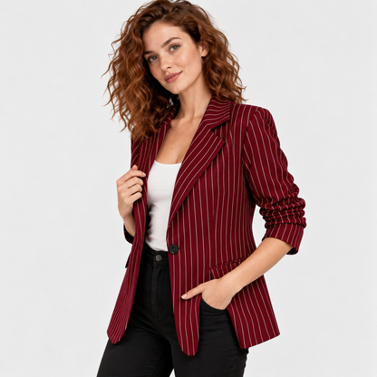 Montviro | Women’s Business Casual Striped Suit Jacket Polyester Coat