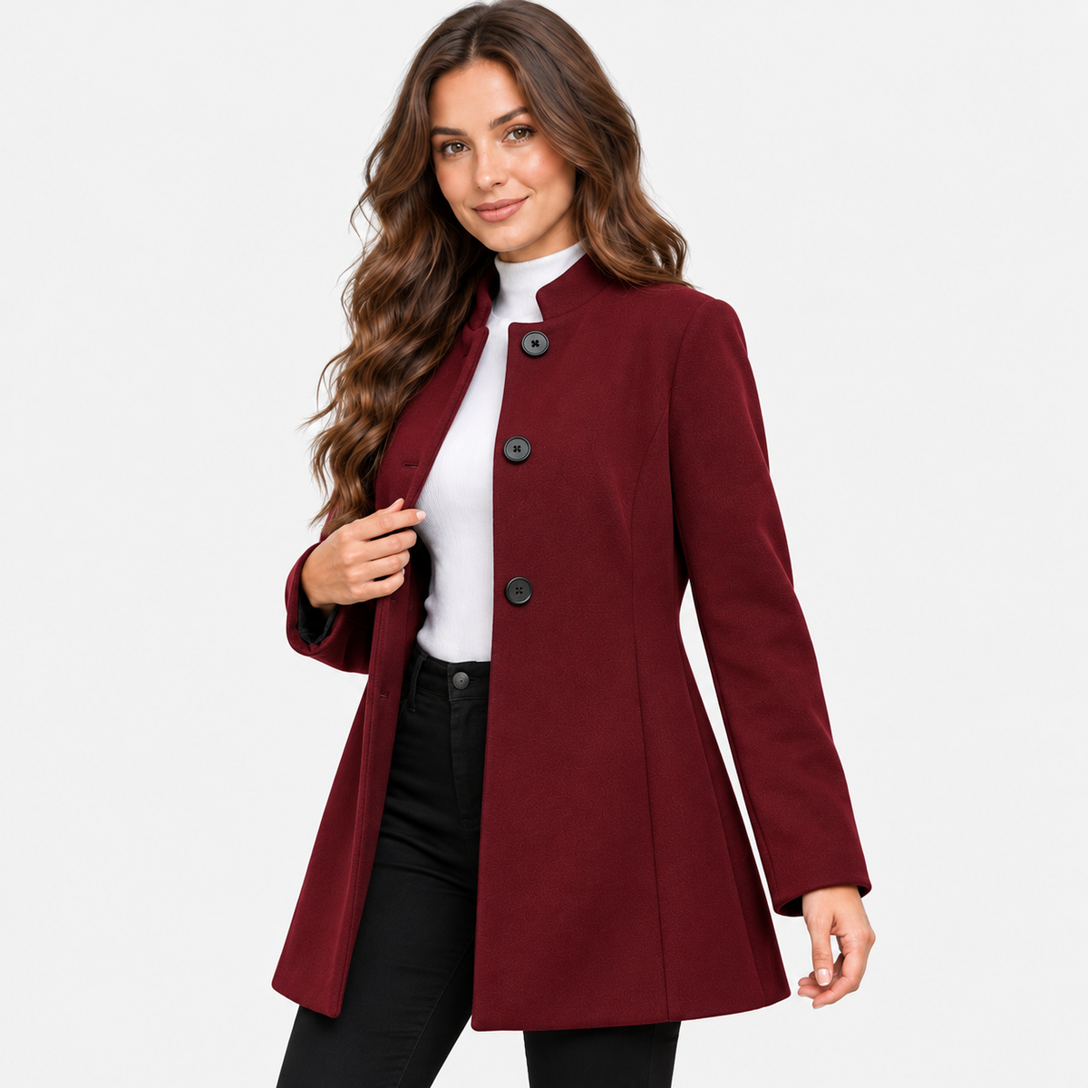Montviro | Women’s Elegant Long Sleeve Jacket Flared Hem Commuter Coat