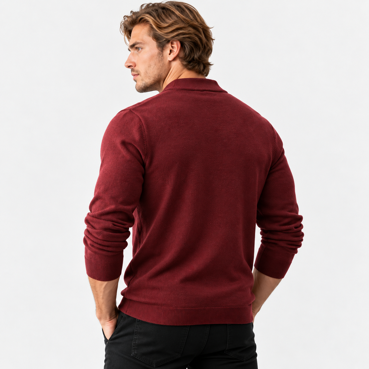 Montviro | Men's Knit Cardigan Sweater with Stand Collar and Full Zip