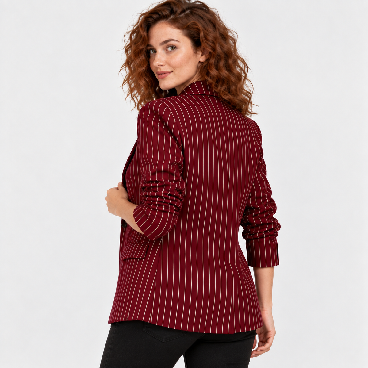 Montviro | Women’s Business Casual Striped Suit Jacket Polyester Coat