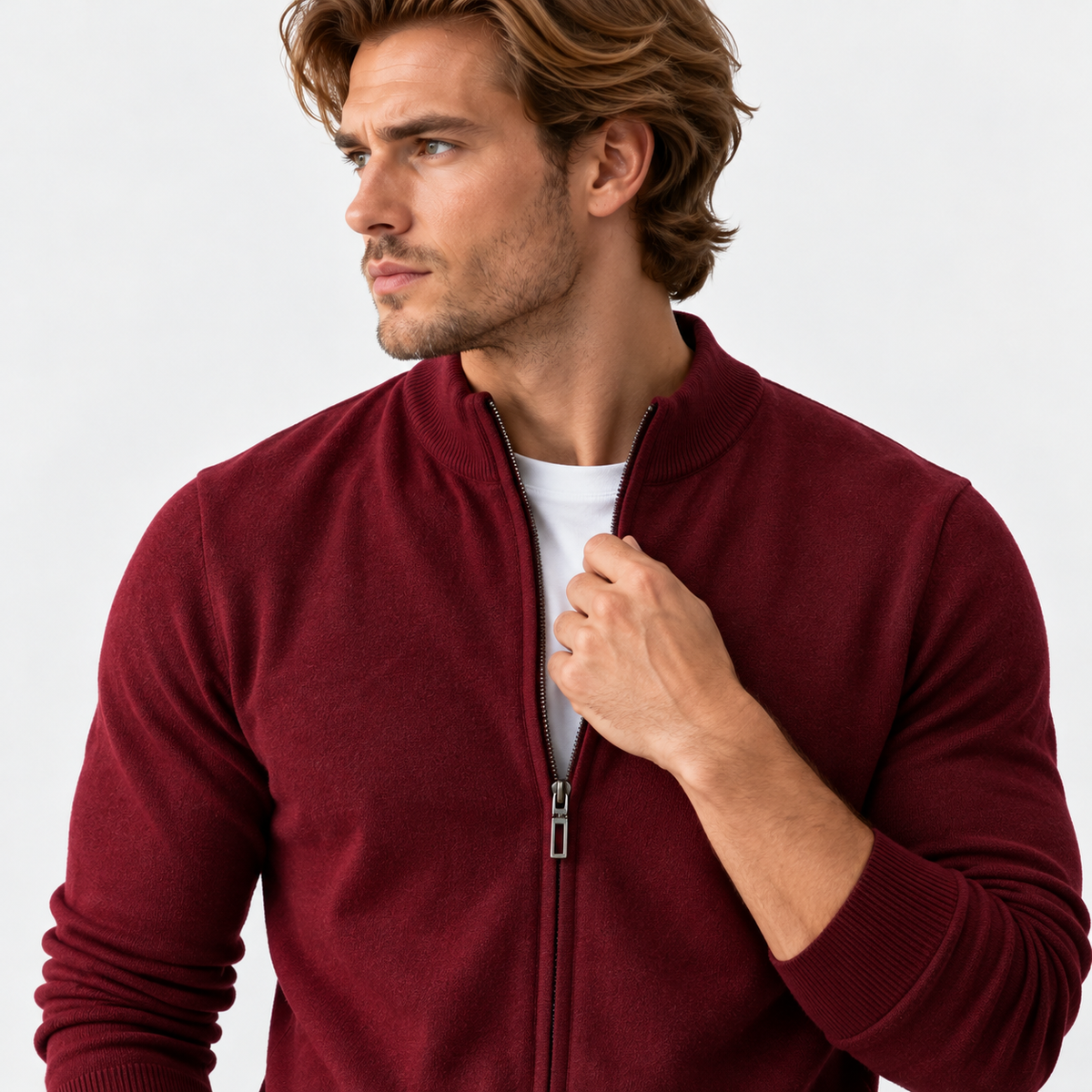 Montviro | Men's Knit Cardigan Sweater with Stand Collar and Full Zip