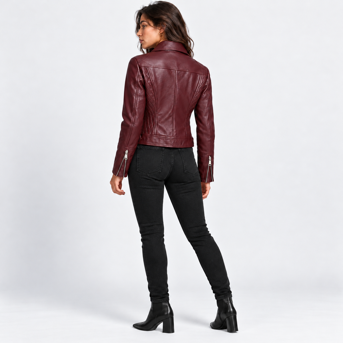Montviro | Women’s Biker Jacket Slim Fit Zip Up Street Fashion Coat