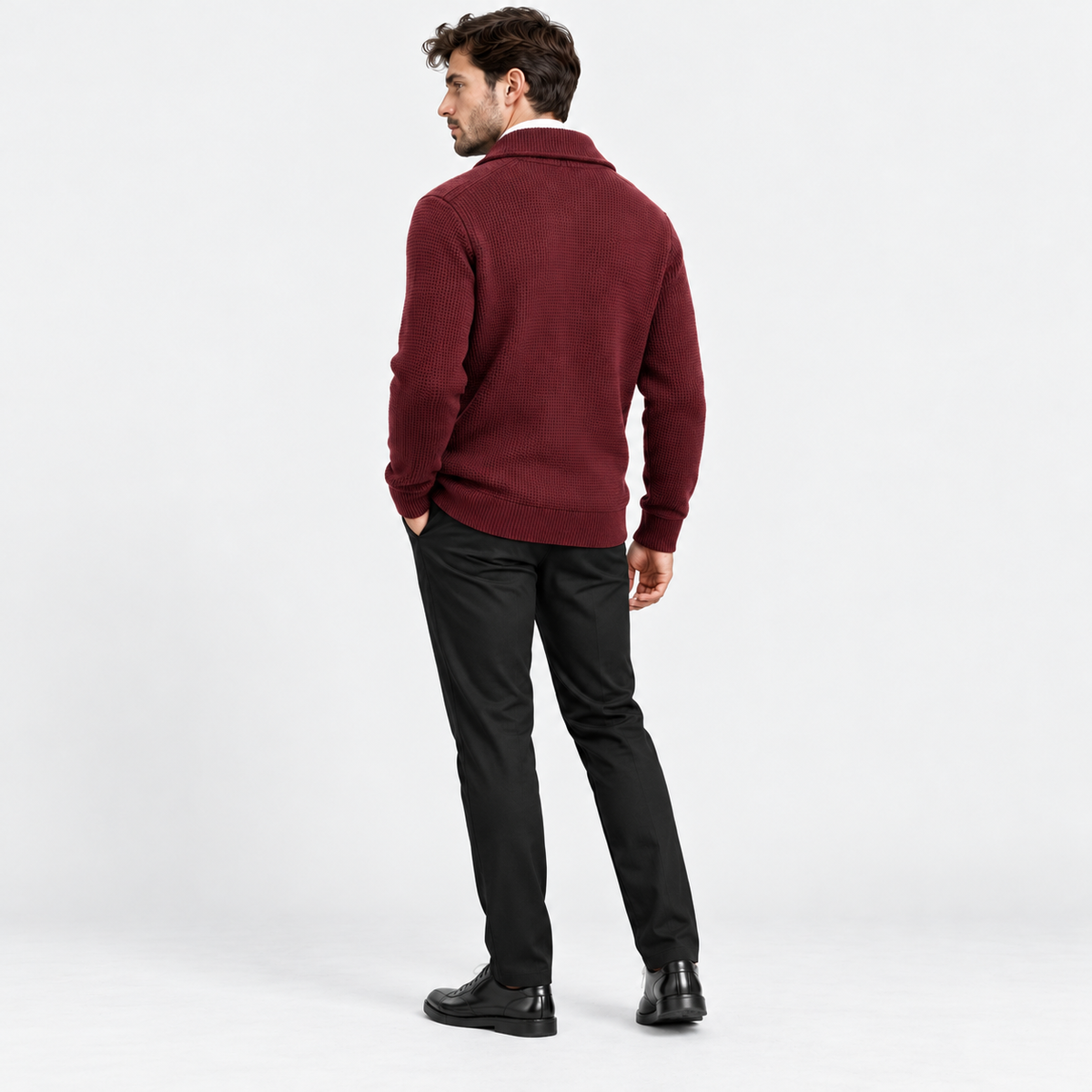 Montviro | Men's Waffle Knit Jacket Soft Stretch Loose Fit Fall Winter Coat