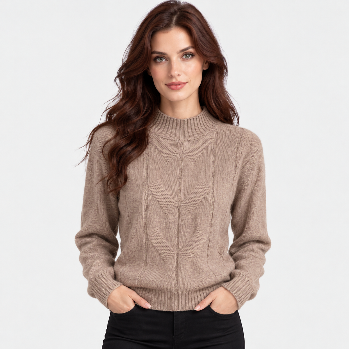 Montviro | Women's Viscose Blend Knit Sweater with High Neck